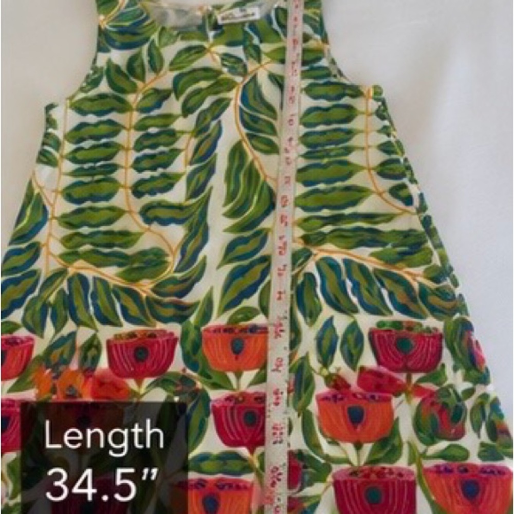 CELANDINE by Carlo Petrobshi Linen Blend Sleeveless Tropical Print Shift Dress - Picture 4 of 5